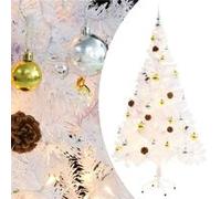 vidaXL Arbre de Noël Artificiel Pré-éclairé avec Boules, Sapin de Noël avec LED, Décoration de Vacances, Ornement de Fête Intérieur Extérieur, Blanc 150 cm Blanc G