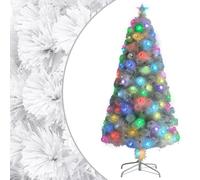 vidaXL Arbre de Noël artificiel pré-éclairé blanc 120 cm fibre optique