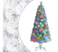 vidaXL Arbre de Noël artificiel pré-éclairé blanc 150 cm fibre optique