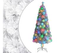 vidaXL Arbre de Noël artificiel pré-éclairé blanc 210 cm fibre optique