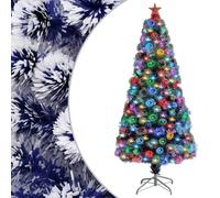 vidaXL Arbre de Noël artificiel pré-éclairé blanc/bleu fibre optique