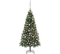 vidaXL Arbre de Noël Artificiel Pré-éclairé/Boules Pommes de Pin, Sapin de Noël avec LED, Décoration de Vacances, Ornement de Fête Intérieur Extérieur, 180cm Vert