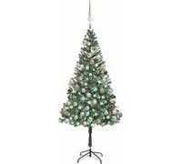 Arbre de Noël Artificiel Pré-éclairé/Boules Pommes de Pin, Sapin de Noël avec LED, Décoration de Vacances, Ornement de Fête Intérieur Extérieur,