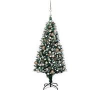 Arbre de Noël Artificiel Pré-éclairé/Boules Pommes de Pin, Sapin de Noël avec LED, Décoration de Vacances, Ornement de Fête Intérieur Extérieur,