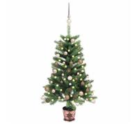 Arbre de Noël Artificiel Pré-éclairé et Boules, Sapin de Noël avec LED, Décoration de Vacances, Ornement de Fête Intérieur Extérieur, 90 cm Vert
