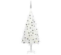 vidaXL Arbre de Noël artificiel pré-éclairé et boules blanc 120 cm