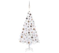 vidaXL Arbre de Noël artificiel pré-éclairé et boules blanc 180 cm PVC