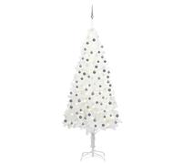 vidaXL Arbre de Noël artificiel pré-éclairé et boules blanc 240 cm