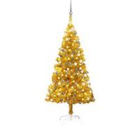 vidaXL Arbre de Noël artificiel avec LED et boules Doré 150 cm PET