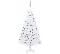 vidaXL Arbre de Noël artificiel pré-éclairé et boules blanc 180 cm PVC