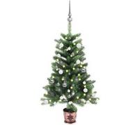 Arbre de Noël Artificiel Pré-éclairé et Boules, Sapin de Noël avec LED, Décoration de Vacances, Ornement de Fête Intérieur Extérieur, 65 cm Vert