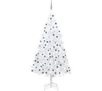 vidaXL Arbre de Noël Artificiel Pré-éclairé et Boules, Sapin de Noël avec LED, Décoration de Vacances, Ornement de Fête Intérieur Extérieur, Blanc 240 cm Blanc G