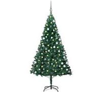 vidaXL Arbre de Noël artificiel avec LED et boules Vert 180 cm PVC 3077708