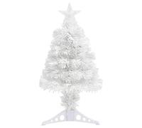 vidaXL Arbre de Noël Artificiel Pré-éclairé, Sapin de Noël avec LED, Décoration de Vacances, Ornement de Fête Intérieur Extérieur, Blanc 64 cm Fibre Optique
