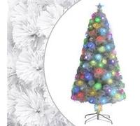 vidaXL Arbre de Noël artificiel pré-éclairé blanc 120 cm fibre optique