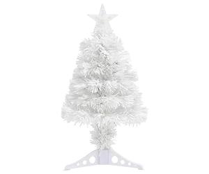 vidaXL Arbre de Noël Artificiel Pré-éclairé, Sapin de Noël avec LED, Décoration de Vacances, Ornement de Fête Intérieur Extérieur, Blanc 64 cm Fibre Optique