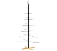 vidaXL Arbre de Noël en métal avec base en bois 180 cm Noir