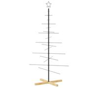 vidaXL Sapin de Noël métal noir avec base en bois et support intérieur/extérieur
