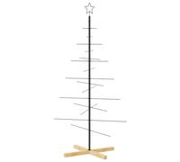 Arbre de Noël avec Base en Bois, Sapin de Noël avec Support, Décoration de Fête Vacance Maison Intérieur Extérieur, Noir Métal