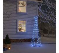 vidaXL Arbre de Noël Cône Ornement de Fête Décoration de Vacances Sapin de Noël de Jardin Extérieur Arrière-cour 108 LED Bleues 70x180 cm Bleu G