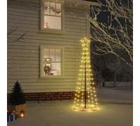 vidaXL Arbre de Noël Cône Ornement de Fête Décoration de Vacances Sapin de Noël de Jardin Extérieur Arrière-cour Blanc Chaud 108 LED 70x180 cm 343486 Blanc G