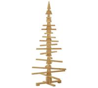 vidaXL Arbre de Noël en Bois Marron 150 cm Bois Massif en pin, Salon, Arbre de Noël Moderne, déco Festive Rustique, Support créatif en Bois, idées déco saisonnières DIY