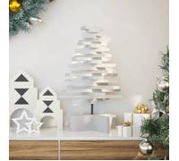 vidaXL Arbre de Noël en bois pour décoration blanc 60 cm pin massif, décoration de sapin de Noël en bois, sapin de Noël en 858199