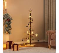 vidaXL Arbre de Noël en métal – Base en bois, intérieur, noir 120 cm