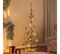 vidaXL Arbre de Noël en métal avec base en bois noir 180 cm
