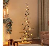 vidaXL Arbre de Noël avec Base en Bois, Sapin de Noël avec Support, Décoration de Fête Vacance Maison Intérieur Extérieur, Noir Métal