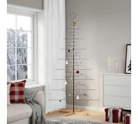 Sapin de Noël - vidaXL - 210 cm - Métal avec base en bois noir - Design contemporain