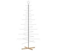 VidaXL Arbre de Noël en Métal avec Base en Bois Noir 210 cm, Support de Sapin en Métal, Décoration de Noël