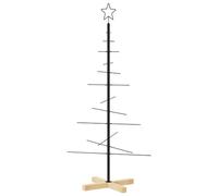 vidaXL Arbre de Noël en métal avec Base en Bois Noir 120 cm