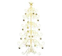vidaXL Arbre de Noël en métal Doré 150 cm Acier Peint par Poudre, Décor de Salon, Sapin de Noël Traditionnel, pièce maîtresse des fêtes, Design élégant, déco d'intérieur
