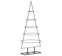 vidaXL Arbre de Noël en Métal pour Décoration, Sapin de Noël, Support d'arbre de Fête, Ornement de Noël Vacance Intérieur, Noir 125 cm