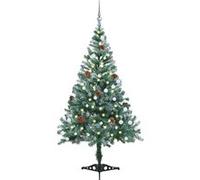 VIDAXL Arbre de No?l artificiel givr¿¿ et LED et boules et pommes de pin 150 cm