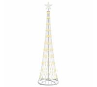 vidaXL Arbre de Noël LED Blanc Chaud 51 x 51 x 190 cm Métal, Salon Moderne, guirlandes Lumineuses, déco de Noël, Ambiance Festive, Ornements pour l'arbre