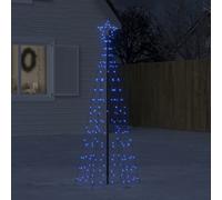 vidaXL Sapin de Noël lumineux à LED avec piquets de terre - 220 LED - 8 modes d'éclairage - Décoration de Noël - Bleu - 180 cm