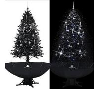 VIDAXL Arbre de No?l neigeux avec base de parapluie Noir 190 cm PVC