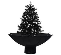 vidaXL Arbre de Noël Neigeux avec Base de Parapluie Décoration de Noël Sapin Artificiel Salon Salle de Séjour Maison Intérieur Noir 75 cm PVC