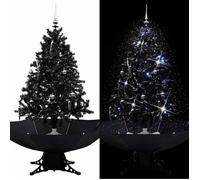vidaXL Arbre de Noël Neigeux avec Base de Parapluie Décoration de Noël Sapin Artificiel Salon Salle de Séjour Maison Intérieur Noir 140 cm PVC Noir G