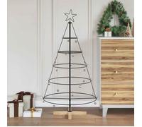 vidaXL Arbre en cône de Noël avec support Noir 125 cm Acier, Salon, déco de Noël moderne, ornement festif 42019159