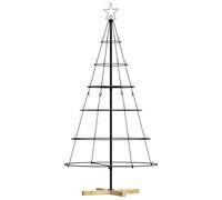 vidaXL Arbre en cône de Noël avec Support Noir 150 cm Acier, Salon, déco de Noël Moderne, Ornement Festif, Arbre Minimaliste, Accent élégant, Centre de Saison