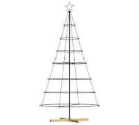 vidaXL Arbre en cône de Noël avec Support Noir 180 cm Acier, Salon, déco de Noël Moderne, Ornement Festif, Arbre Minimaliste, Accent élégant, Centre de Saison