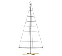vidaXL Arbre en cône de Noël avec Support Noir 210 cm Acier, Salon, déco de Noël Moderne, Ornement Festif, Arbre Minimaliste, Accent élégant, Centre de Saison