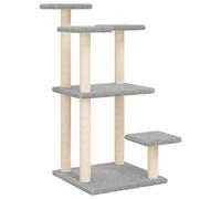 vidaXL Arbres à Chat avec Plates-formes, Tour pour Chat avec Poteaux, Griffoir pour Chat, Arbre à Grimper pour Chat Intérieur, Gris Clair 98,5 cm Gris