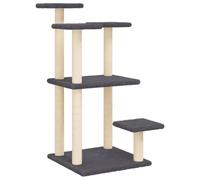 vidaXL Arbres à Chat avec Plates-Formes, Tour pour Chat avec Poteaux, Griffoir pour Chat, Arbre à Grimper pour Chat Intérieur, Gris Foncé 98,5 cm