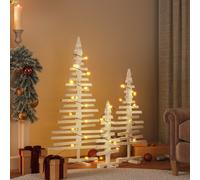 vidaXL Arbres de No?l en bois pour d¿¿coration 3 pcs bois massif de pin