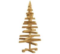 vidaXL Arbres de Noël avec Support Marron 90 cm Bois Massif en pin, Salon Moderne, Sapin de Noël Artificiel, déco Festive, Branches Ajustables, Style Minimaliste en Bois