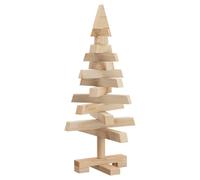 vidaXL Arbres de Noël avec Support Naturel 60 cm Bois Massif en pin, Salon Moderne, Sapin de Noël Artificiel, déco Festive, Branches Ajustables, Style Minimaliste en Bois